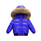 Kids Shiny Down Jacket with Faux Fur Hood - Boys Girls Winter Puffer Coat thumbnail 1