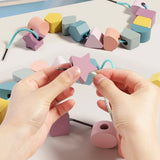 Wooden Shape & Colour Matching Puzzle with Lacing Beads thumbnail 3