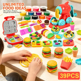 Hamburger & Noodle Play Dough Set - 39pcs Kitchen Craft Kit thumbnail 3