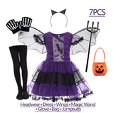 Girls Purple Bat Costume Dress with Wings and Headband thumbnail 5