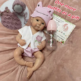 13" Mini Silicone Reborn Baby Doll with 2 Outfits thumbnail 4