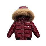 Kids Shiny Down Jacket with Faux Fur Hood - Boys Girls Winter Puffer Coat thumbnail 4