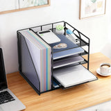 5-Tier Paper Tray Desk Organiser with File Holder – Black thumbnail 4