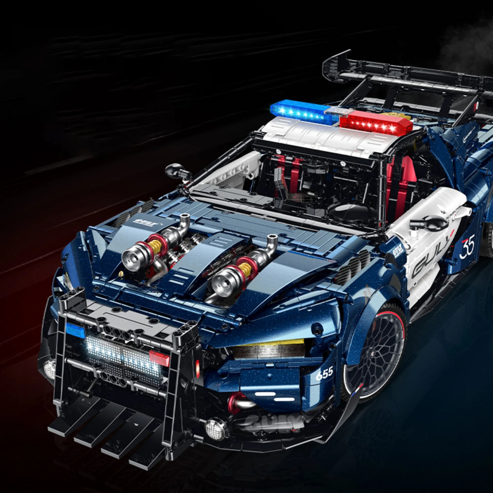 1:8 Police Supercar Building Block Set with RC & Lights - 3975 Pieces