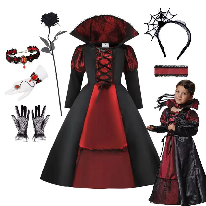 Girls Vampire Bride Halloween Costume Dress