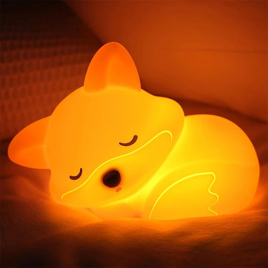 Fox night light silicone glowing orange