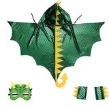 Kids Dragon Dinosaur Hooded Cape Costume - Unisex Fancy Dress thumbnail 1