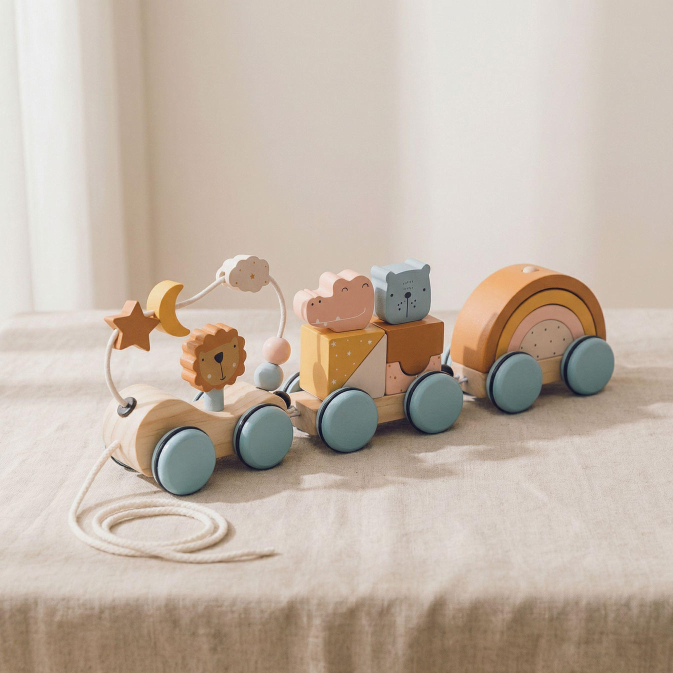 The Pull Train solid wood Montessori pull toy