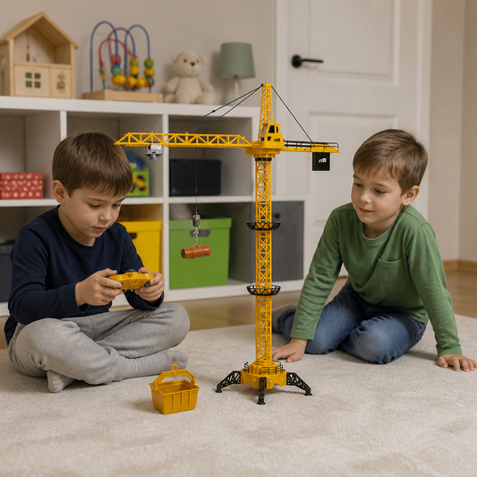 Remote control tower crane toy, 128cm, kids playing with 360 rotating crane