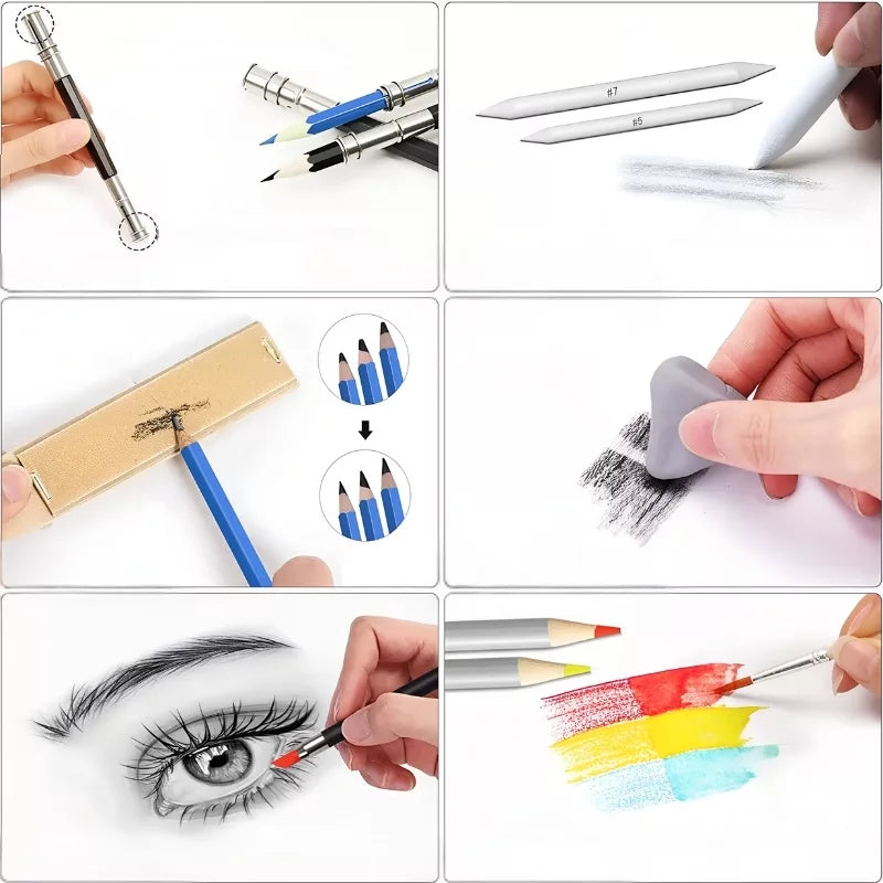 Coloured pencils in art kit