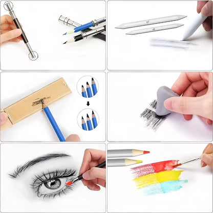 Coloured pencils in art kit