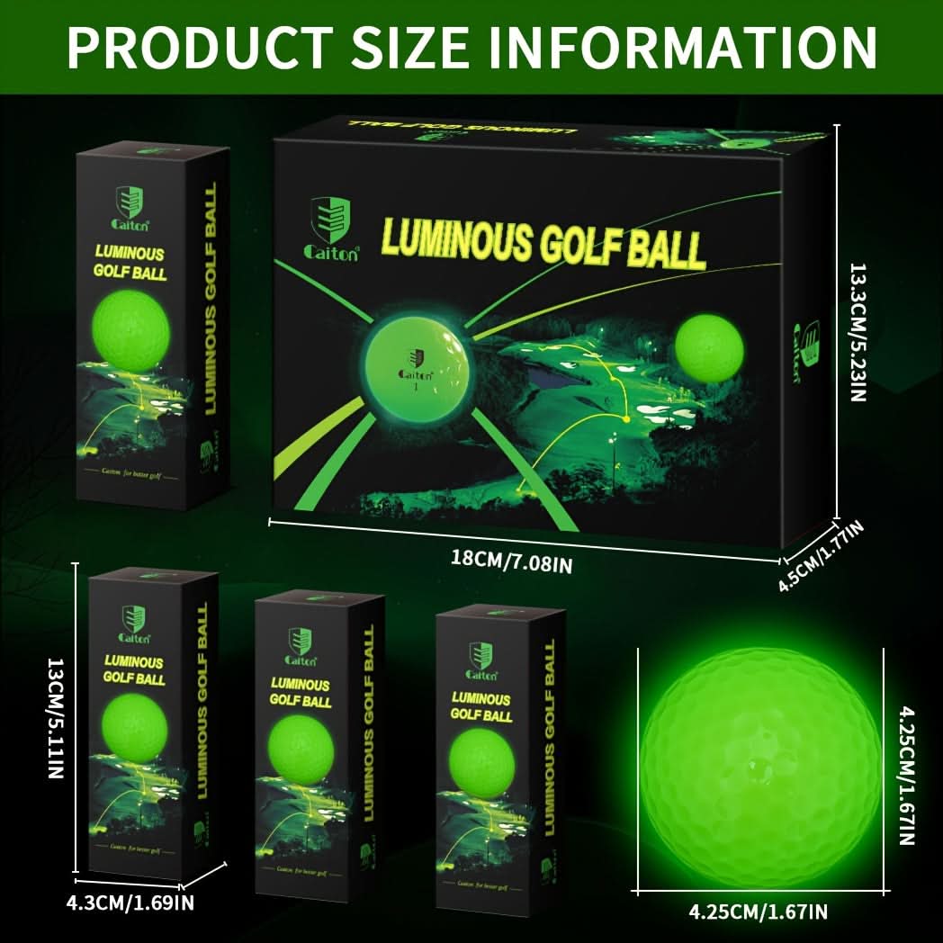 Glow golf balls glowing at night