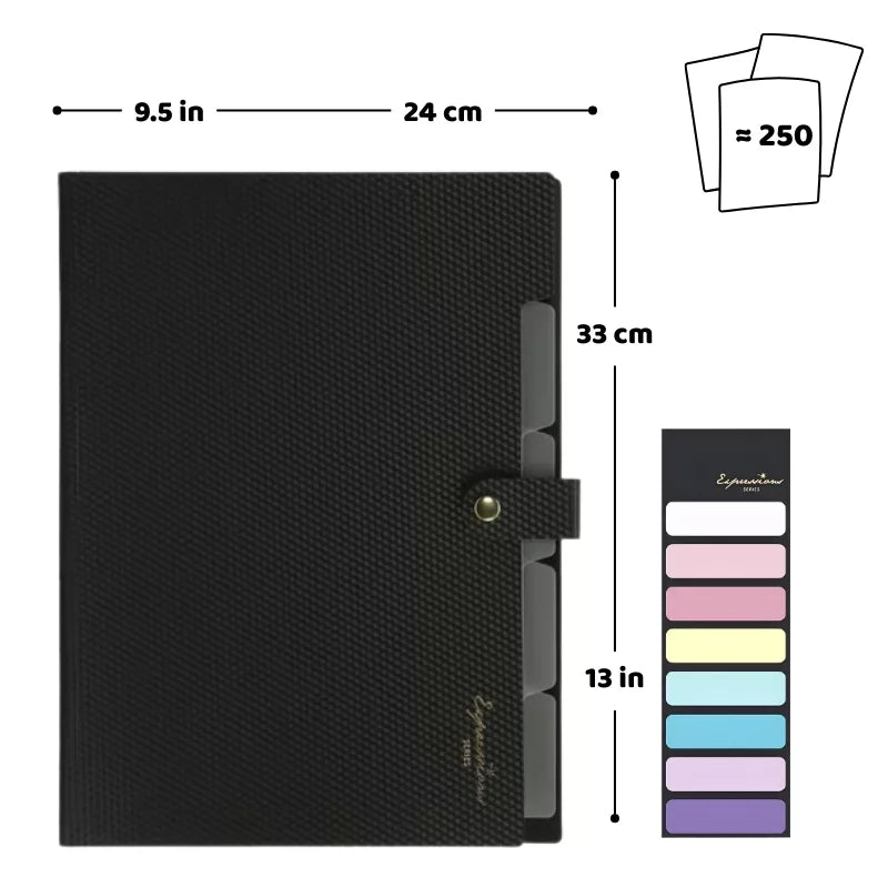 Expanding paper organiser open view
