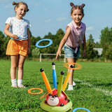 Ensemble de jeu actif 3-en-1 pour enfants – Saut, lancer d'anneaux et lancement de fusée miniature 2