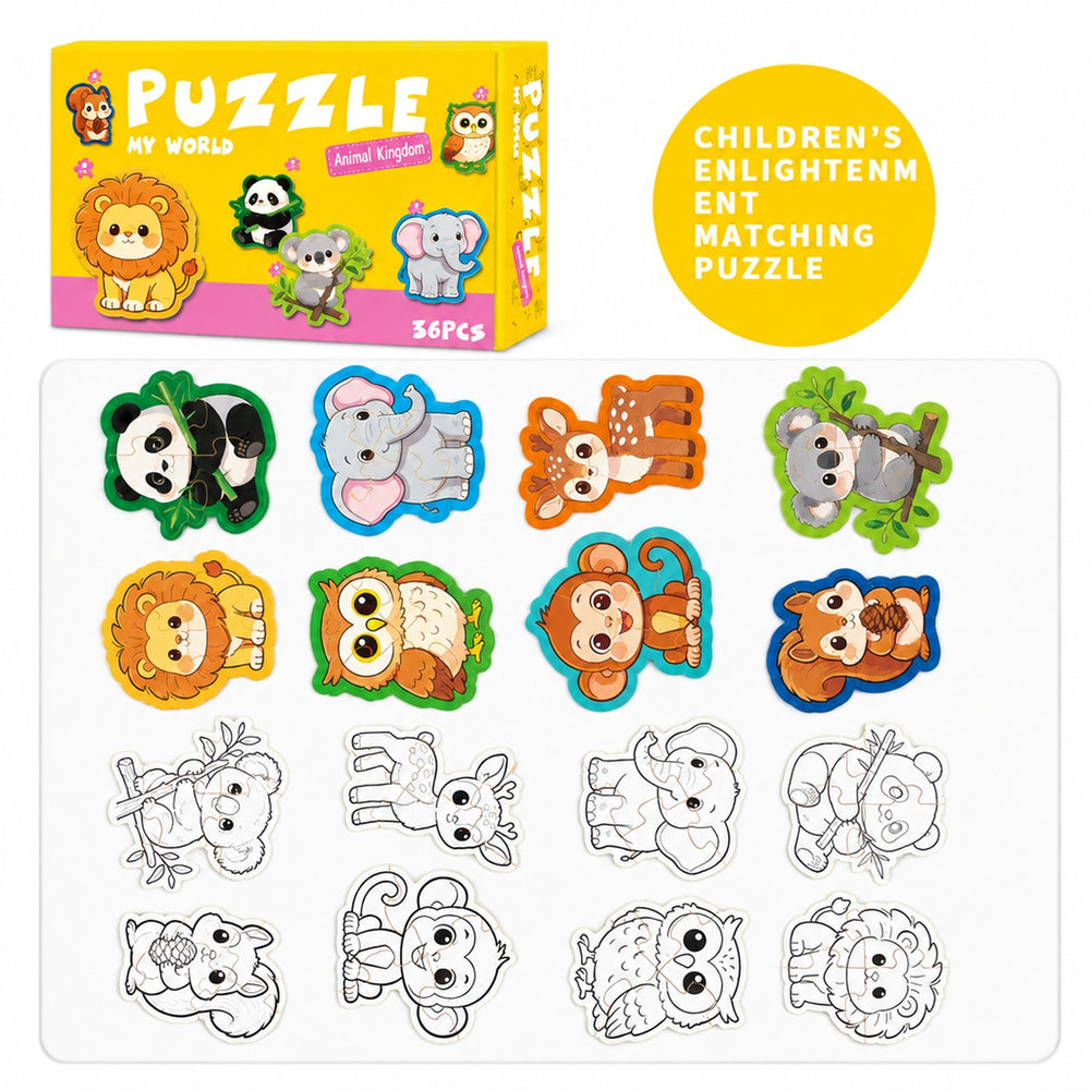 Kids Double-Sided Colouring Puzzle, Creative Paint & Pattern Jigsaw