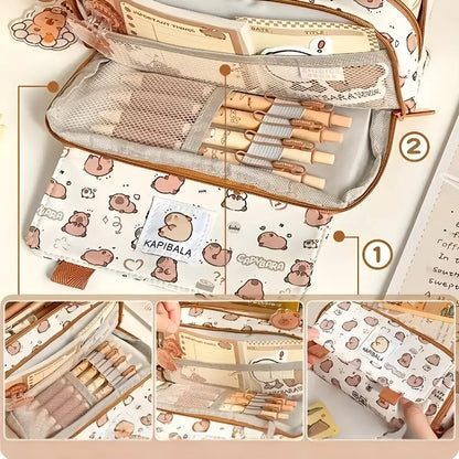 Capybara pencil case on desk