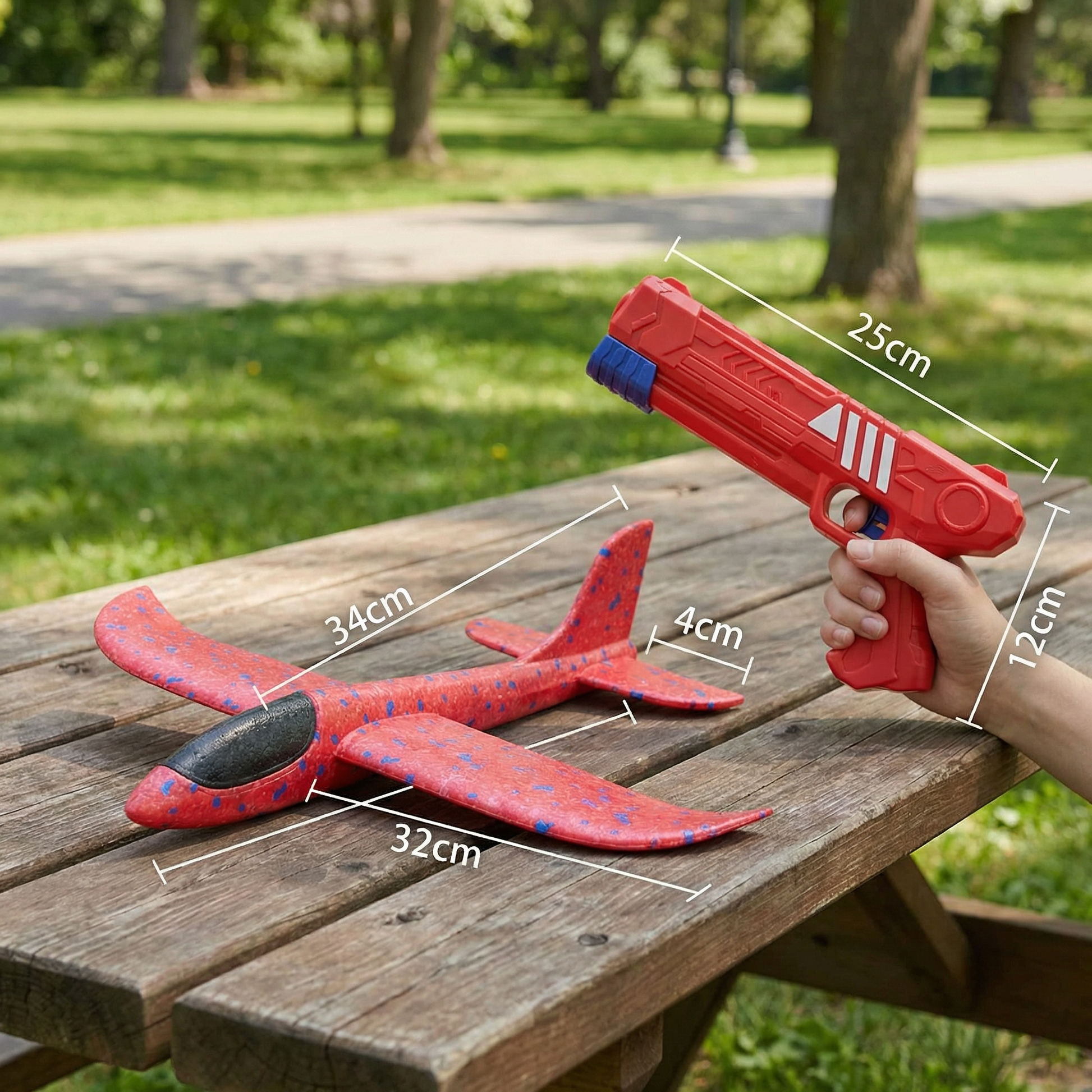 Close up of foam airplane launcher trigger