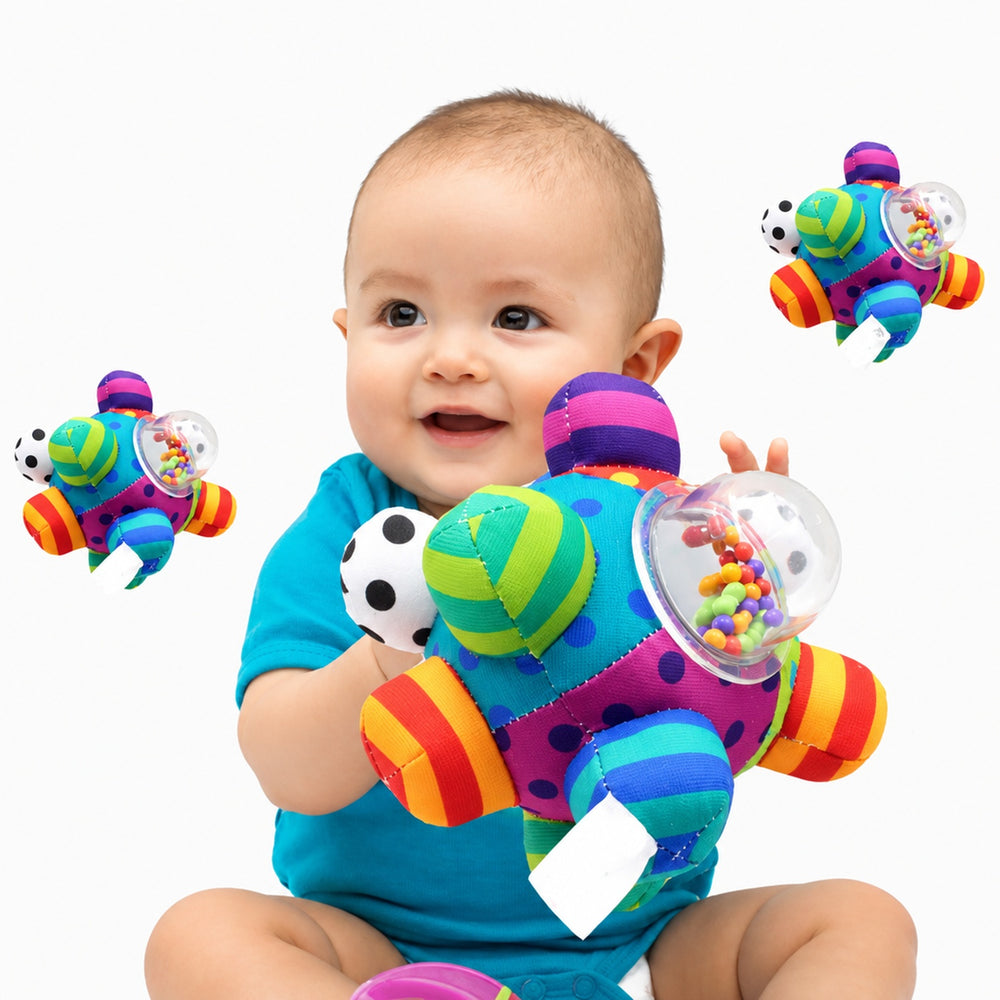 Sensorik-Ball mit Glöckchen für Babys, strukturiertes Rasselspielzeug, 0–24 Monate