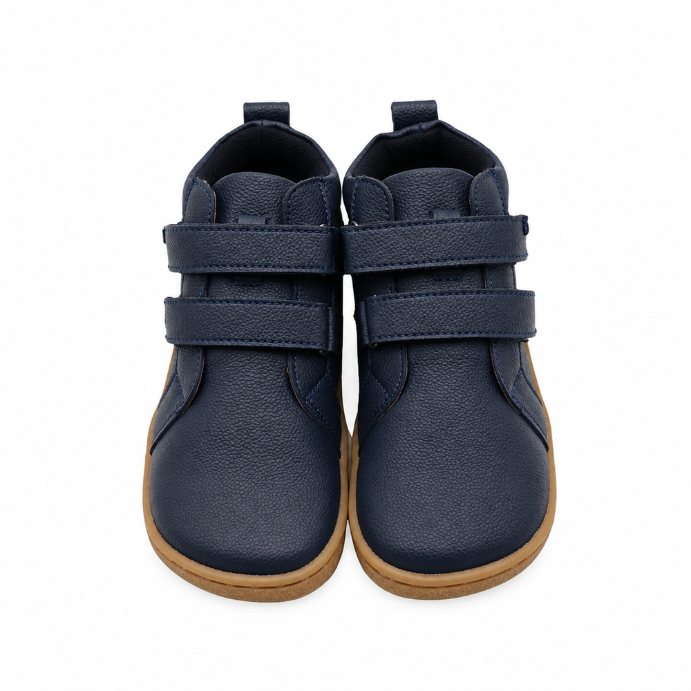 Barefoot Leather Ankle Boots for Toddlers - Flexible Sole Kids Boots, Unisex