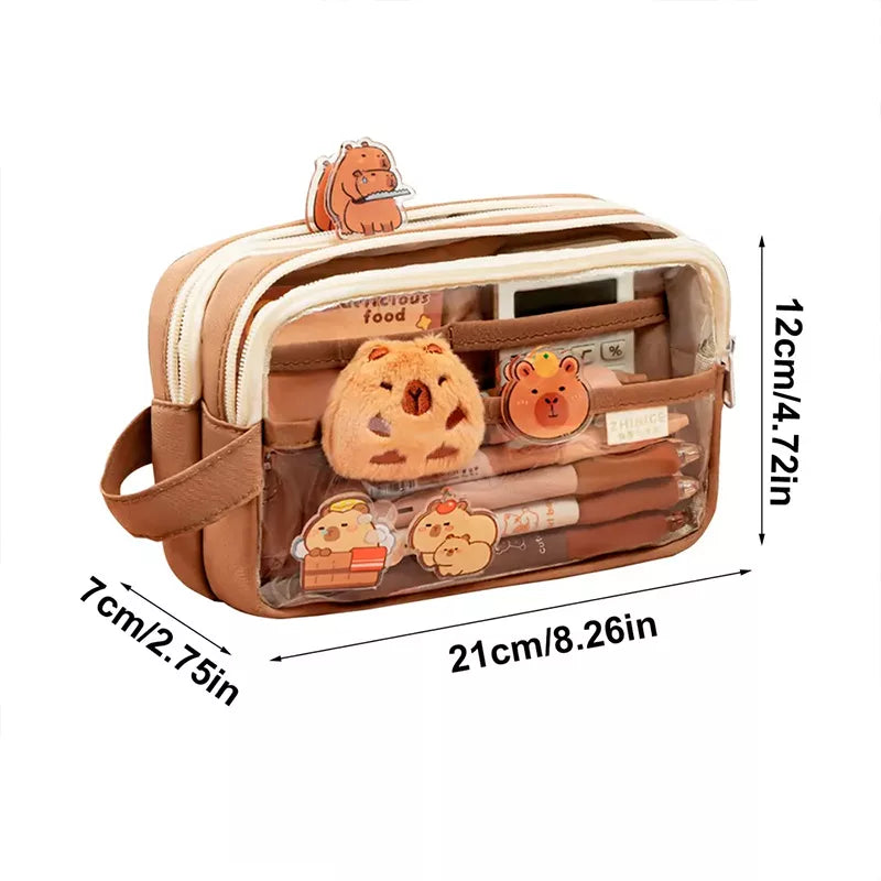 Capybara pencil case on desk