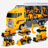 Diecast Container Truck Carrier Set with 6 Alloy Vehicles thumbnail 3