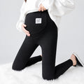 Leggings premaman termici in velluto, pantaloni invernali con interno felpato e supporto per il pancione