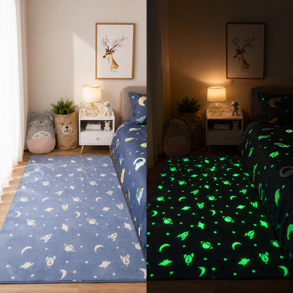 Blue space glow rug