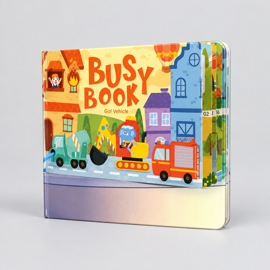 Transportation theme reusable sticker busy book, glossy cover