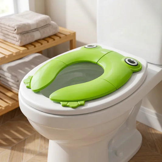 Foldable frog potty training toilet seat green