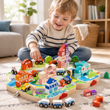 Wooden City Building Blocks Stacking Toy with Carry Case miniatura 6