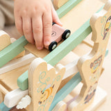 Wooden Car Ramp Race Track with 4 Toy Cars miniature 2