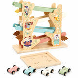Wooden Car Ramp Race Track with 4 Toy Cars miniature 3