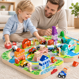 Wooden City Building Blocks Stacking Toy with Carry Case miniatura 2