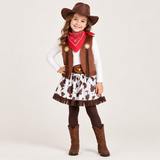 Ensemble de costume de cow-girl de l'Ouest pour filles - Jupe à franges et motif vache miniature 4
