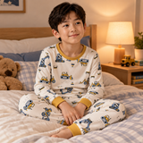 Ensemble de pyjama en coton à manches longues pour enfants, motif cartoon, unisexe miniature 3