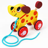 Jouet à tirer en bois en forme d'animal avec clochette miniature 5