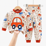 Ensemble de pyjama en coton à manches longues pour enfants, imprimé dessin animé, unisexe automne miniature 4