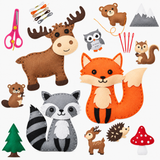 Kit per cucito creativo con animali in feltro per bambini, set fai-da-te per principianti miniatura 3