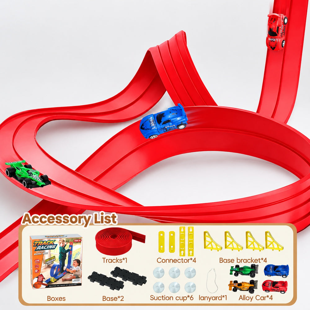 DIY Gravity Race Track Set with Pull-Back Car, Aluminium Rail Slide