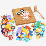 Puzzle de martelage en bois – Jouet éducatif pour enfoncer des chevilles miniature 1