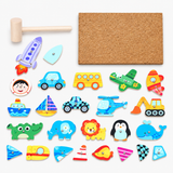 Puzzle de martelage en bois – Jouet éducatif pour enfoncer des chevilles miniature 4