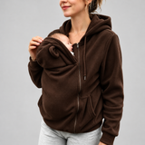 Sweat à capuche porte-bébé kangourou - Haut de portage zippé en polaire miniature 4