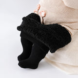 Kids Thermal Fleece-Lined Leggings, Thick Striped Winter Tights thumbnail 2