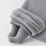 Kids Thermal Fleece-Lined Leggings, Thick Striped Winter Tights thumbnail 6
