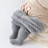 Kids Thermal Fleece-Lined Leggings, Thick Striped Winter Tights thumbnail 4
