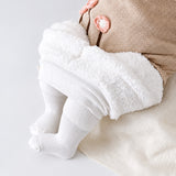 Kids Thermal Fleece-Lined Leggings, Thick Striped Winter Tights thumbnail 3