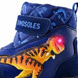 Kids LED Light-Up Winter Snow Boots, Warm Faux Leather Dino Print thumbnail 5