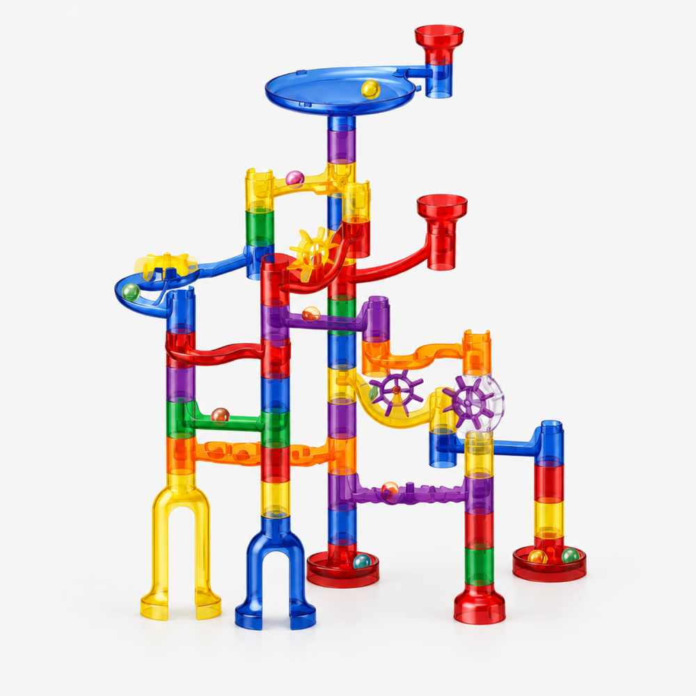 Marble Run Building Block Set, Transparent Tracks