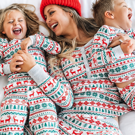 Matching Family Christmas Pyjamas, family group photo