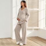 Ensemble 2 pièces maternité : gilet à col en V et pantalon ample miniature 3